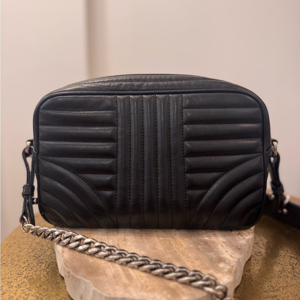 PRADA Diagramme Black Quilted Leather Camera Bag Crossbody Silver Chain - Picture 6 of 11